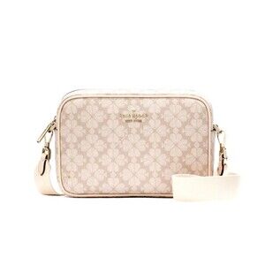New Kate Spade Signature Spade Flower Mini Camera Bag Dark Beige Multi